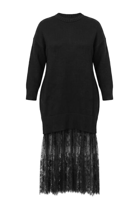 Trendyol Curve Dam Svart Enfärgad Midi Trekvartsärm A-linje Plus size Klänning - Image 3
