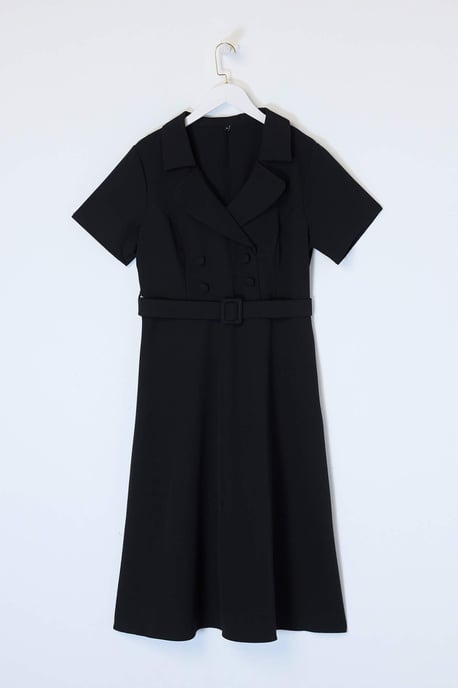 Trendyol Curve Dam Svart Enfärgad Midi Kort Elegant/Kväll A-linje Plus size Klänning - Image 3