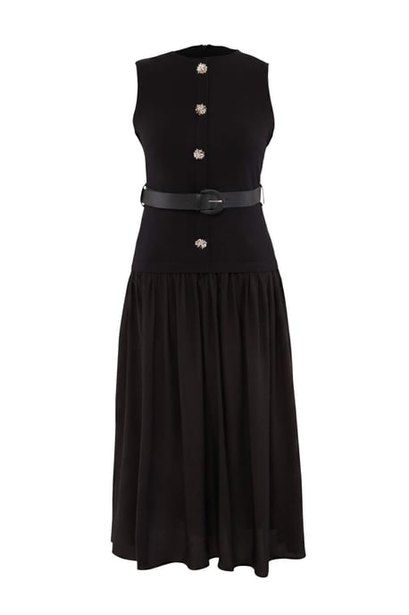 Trendyol Curve Dam Svart Enfärgad Midi Ärmlös Business A-linje Plus size Klänning - Image 4