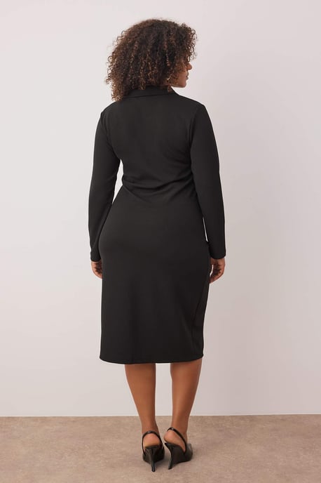 Trendyol Curve Dam Svart Enfärgad Midi Lång Casual Rak Plus size Klänning - Image 3