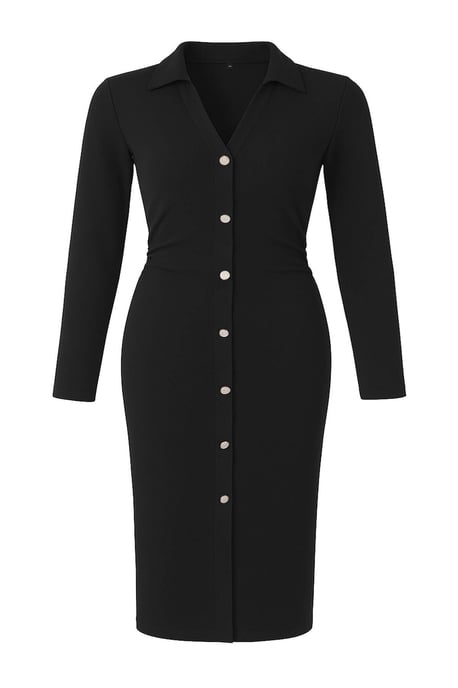 Trendyol Curve Dam Svart Enfärgad Midi Lång Casual Rak Plus size Klänning - Image 4