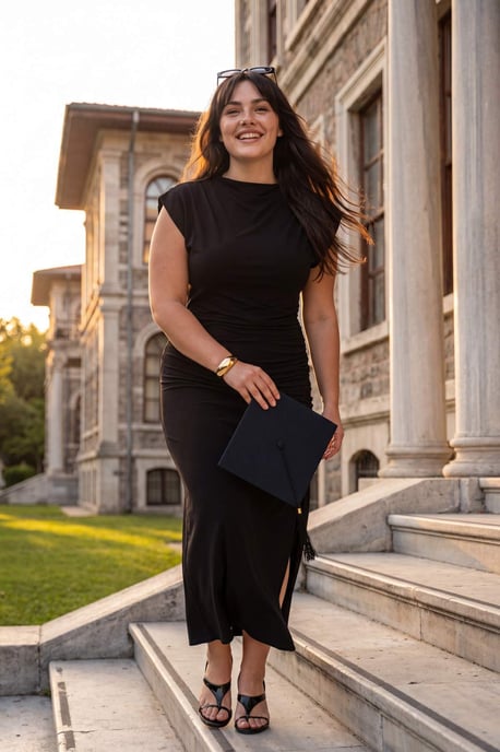 Trendyol Curve Dam Svart Enfärgad Midi Ärmlös Fest Bodycon Plus size Klänning - Image 1