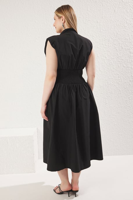 Trendyol Curve Dam Svart Enfärgad Midi Ärmlös Kväll / Vardag A-linje Plus size Klänning - Image 4