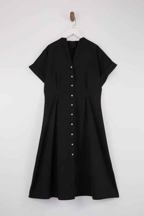 Trendyol Curve Dam Svart Enfärgad Midi Kort Casual A-linje Plus size Klänning - Image 3