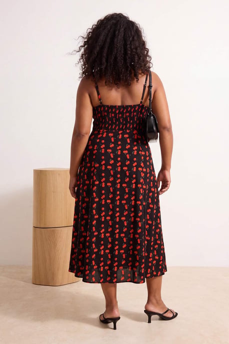 Trendyol Curve Dam Svart Geometriskt mönster Midi Kort A-linje Plus size Klänning - Image 3