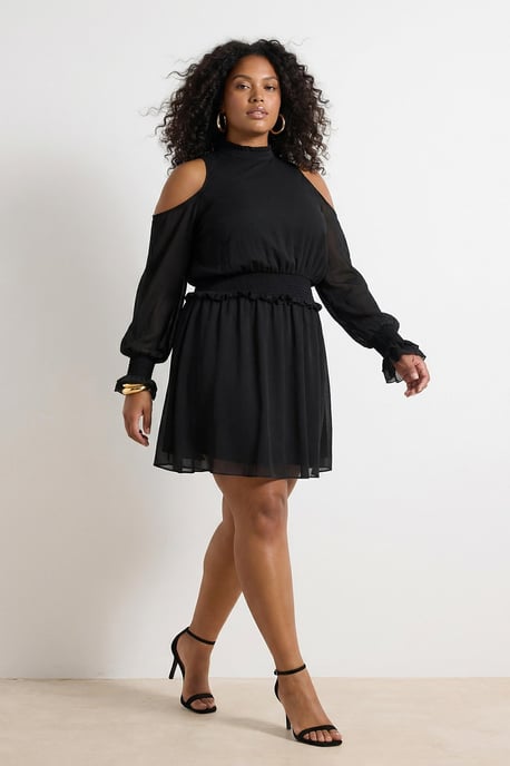 Trendyol Curve Dam Svart Djurmönster Midi Lång Kväll / Vardag A-linje Plus size Klänning - Image 1