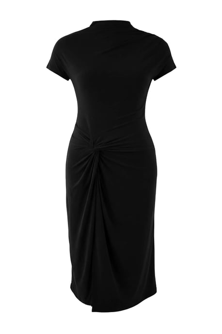 Trendyol Curve Dam Svart Enfärgad Midi Kort Casual Rak Plus size Klänning - Image 4