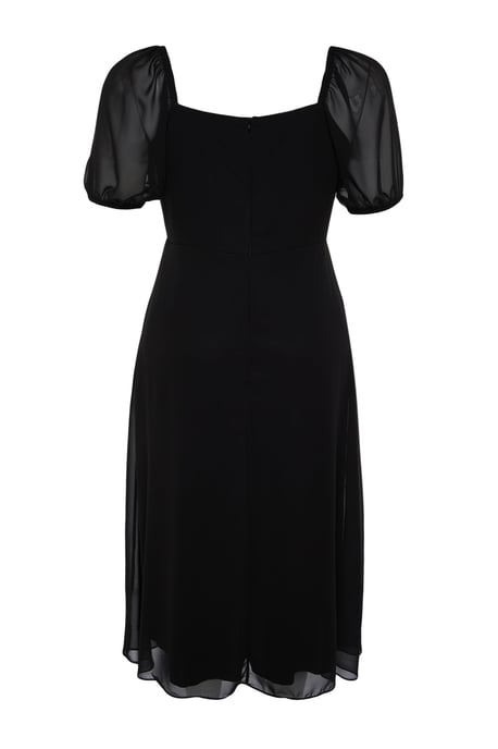 Trendyol Curve Dam Svart Enfärgad Midi Kort Casual A-linje Plus size Klänning - Image 5