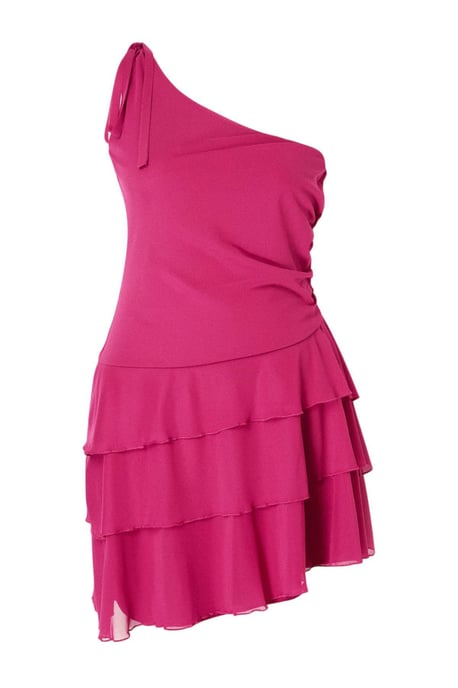 Trendyol Curve Dam Rosa Enfärgad Kort / Mini Ärmlös Skater Plus size Klänning - Image 3