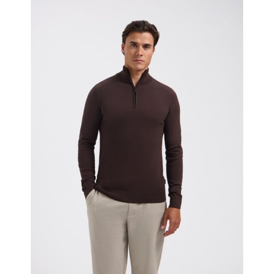 Saint Steve Cas 19480 burned coffee half zip trui - Image 1