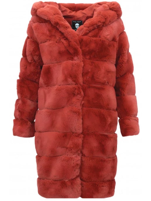 Gentile Bellini Faux fur jas met capuchon bordeaux - Image 1