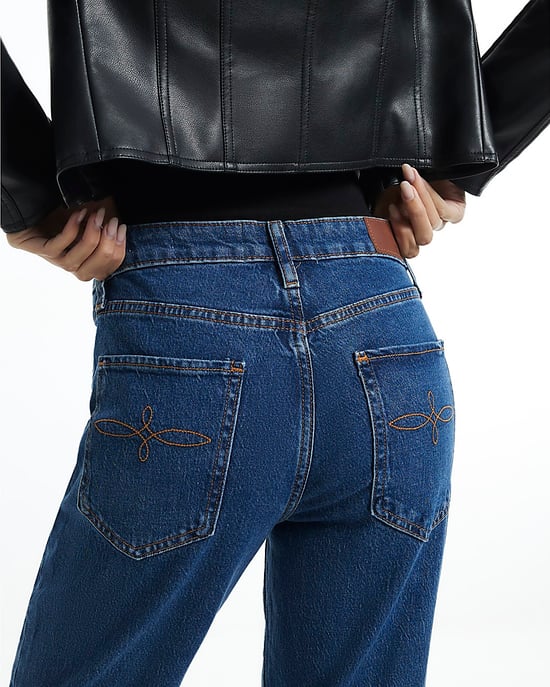 River Island Womens Straight Leg Jeans Blue High Rise Stretch - Image 5