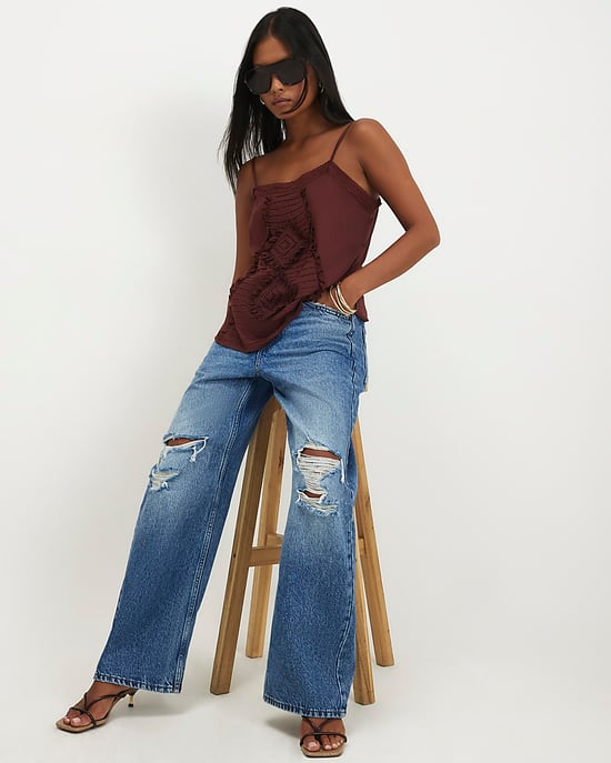 River Island Womens Straight Leg Jeans Petite Ripped Relaxed - Image 2