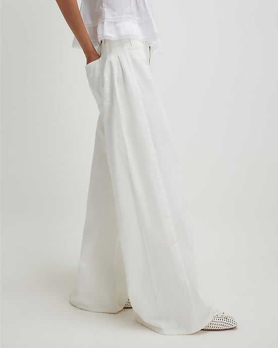 River Island Womens Wide Leg Jeans White Pleated - Image 2