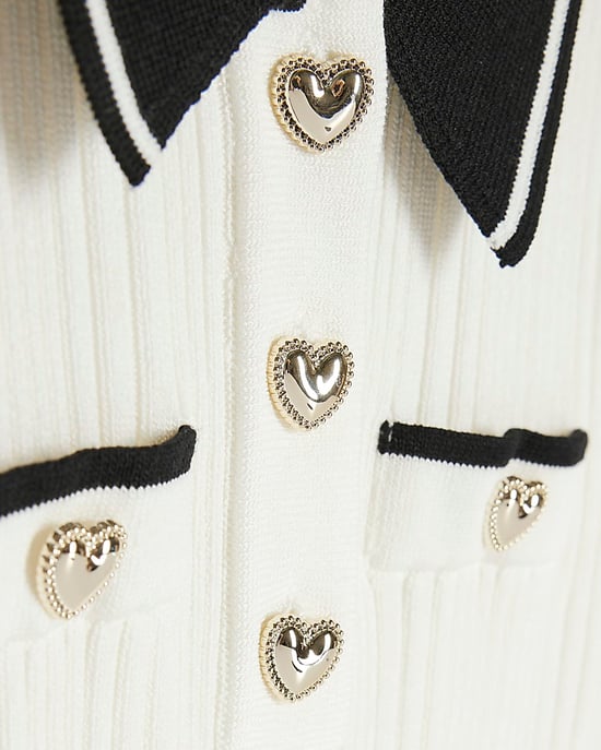 River Island Girls Flippy Dress Cream Knitted Collared - Image 2