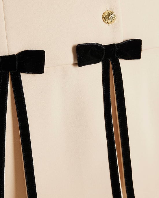 River Island Girls Dress Cream Pleated Bow Hem Crew Neck - Image 2