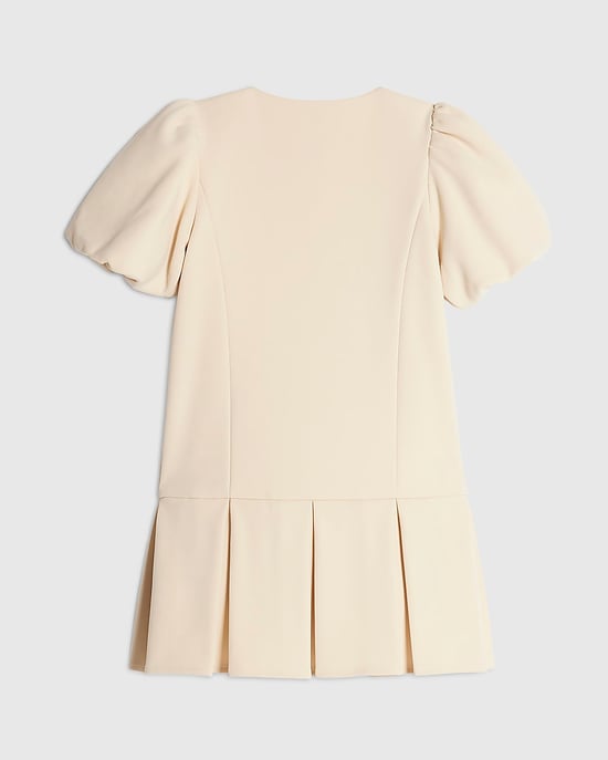 River Island Girls Dress Cream Pleated Bow Hem Crew Neck - Image 4