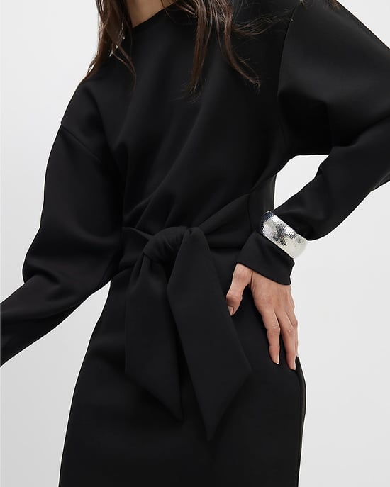 River Island Womens Sweatshirt Mini Dress Black Tie Front - Image 2