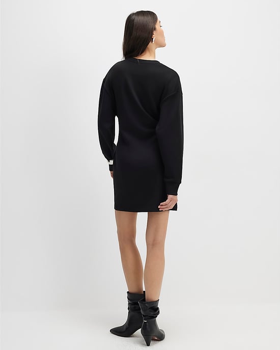 River Island Womens Sweatshirt Mini Dress Black Tie Front - Image 3