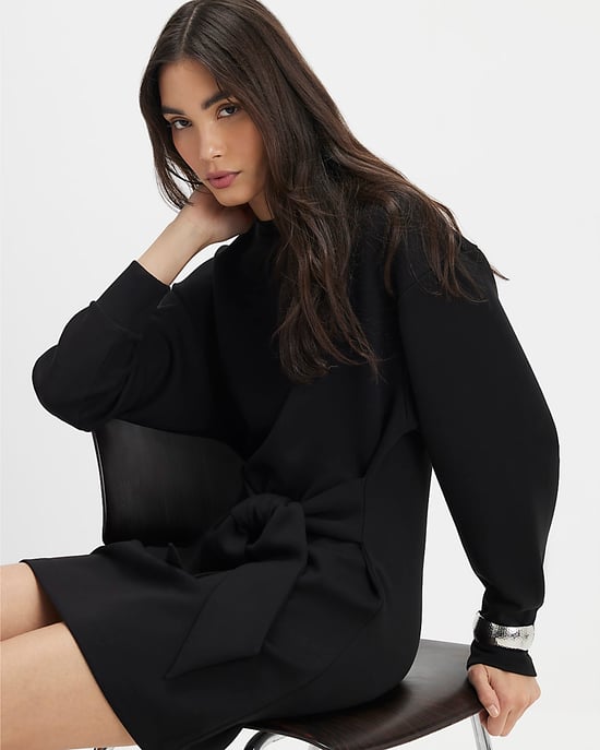 River Island Womens Sweatshirt Mini Dress Black Tie Front - Image 4