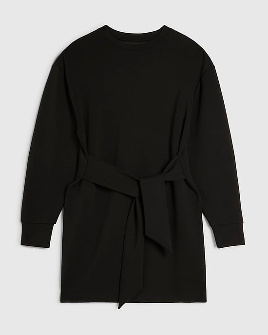 River Island Womens Sweatshirt Mini Dress Black Tie Front - Image 6