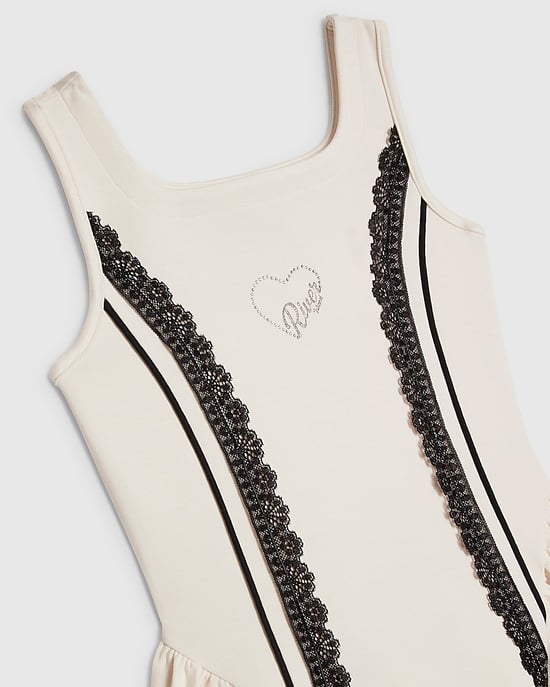 River Island Girls Dress Cream Premium Prom Lace Sleeveless - Image 2