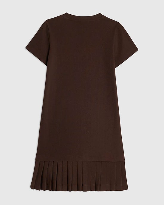 River Island Girls Dress Brown Premium Pleated Hem - Image 4