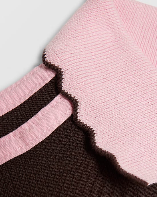 River Island Girls Polo Dress Brown Ribbed Zip Cherry Bow - Image 3