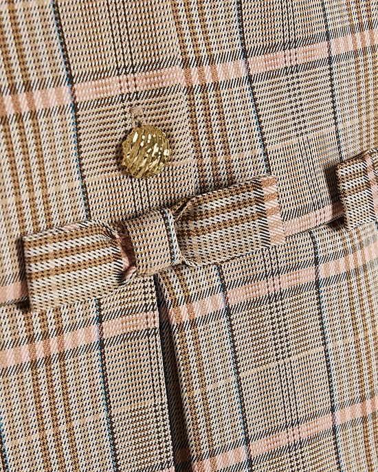 River Island Girls Dress Brown Check Pleated Bow Hem - Image 3