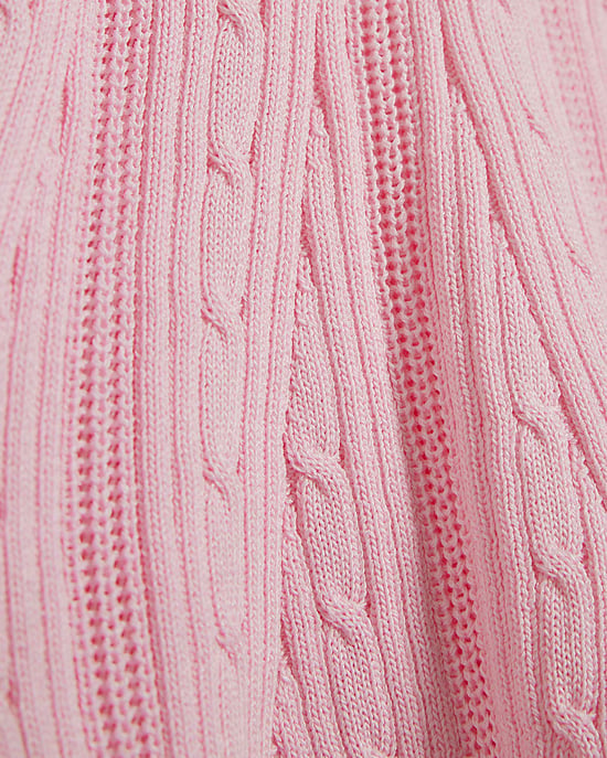 River Island Mini Girls Dress Pink Scallop Knitted Collared - Image 3