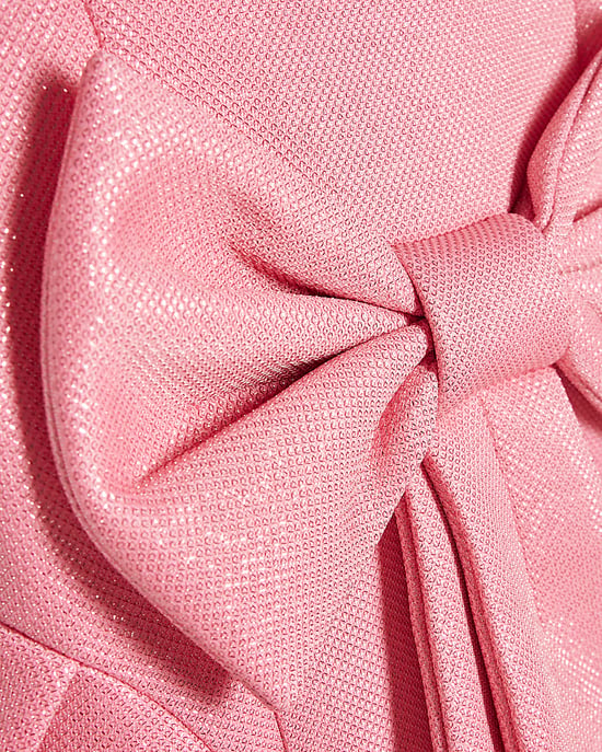 River Island Girls Skater Dress Pink Glitter Bow Sleeveless - Image 2