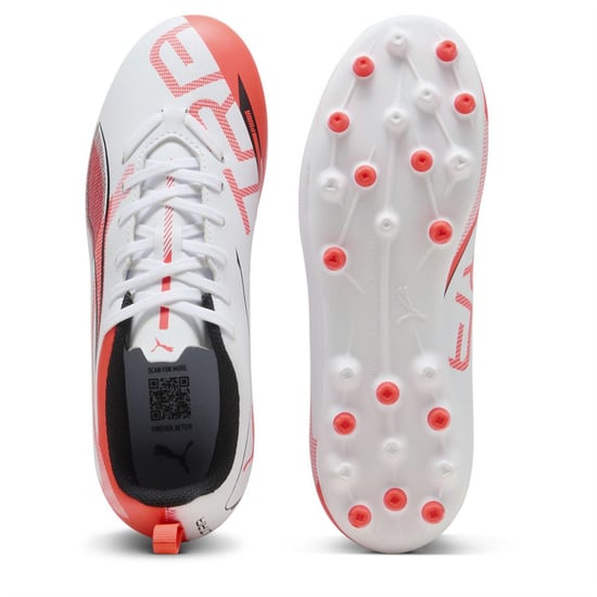 Boys Puma Kids Firm Ground Football Boots in White-Bl - Image 3
