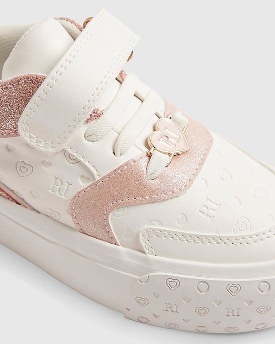 River Island Girls Trainers White Monogram Glitter Leopard - Image 4
