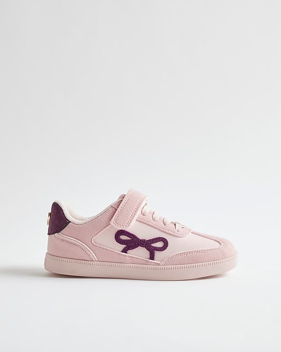 River Island Girls Trainers Pink Bow Hybrid Fabric - Image 2