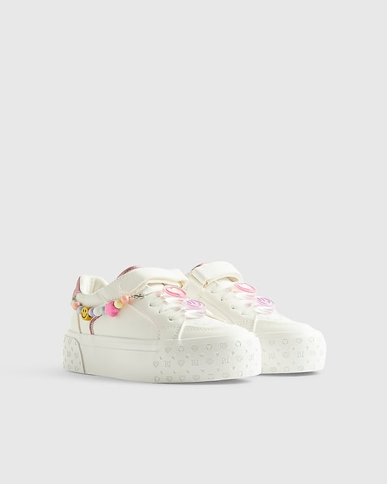 River Island Girls Trainers White Charm Beaded Charm - Image 1