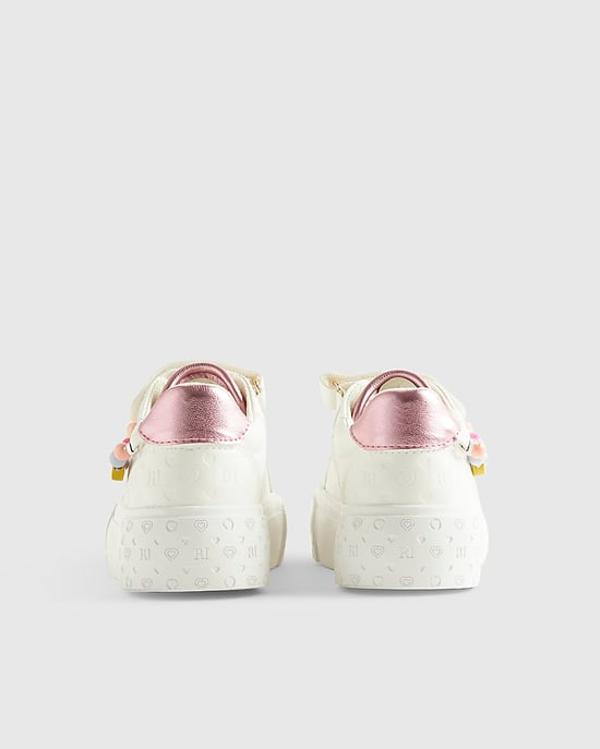 River Island Girls Trainers White Charm Beaded Charm - Image 3