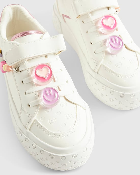 River Island Girls Trainers White Charm Beaded Charm - Image 4