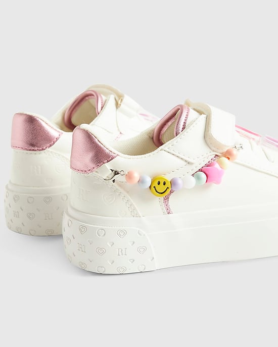 River Island Girls Trainers White Charm Beaded Charm - Image 5