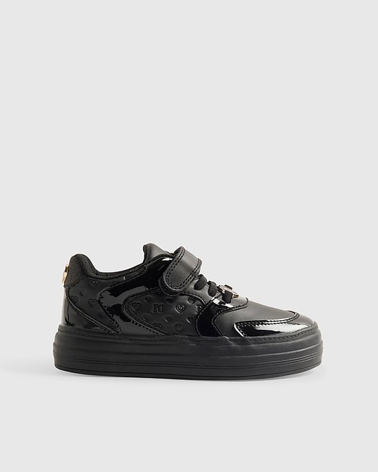 River Island Girls Plimsole Black Trainers Round Toe Memory Foam - Image 2