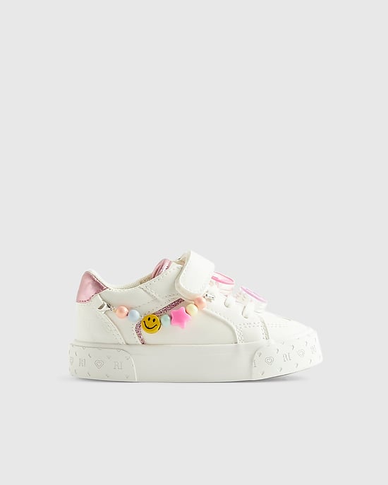 River Island Mini Girls Trainers White Charm Round Toe - Image 2