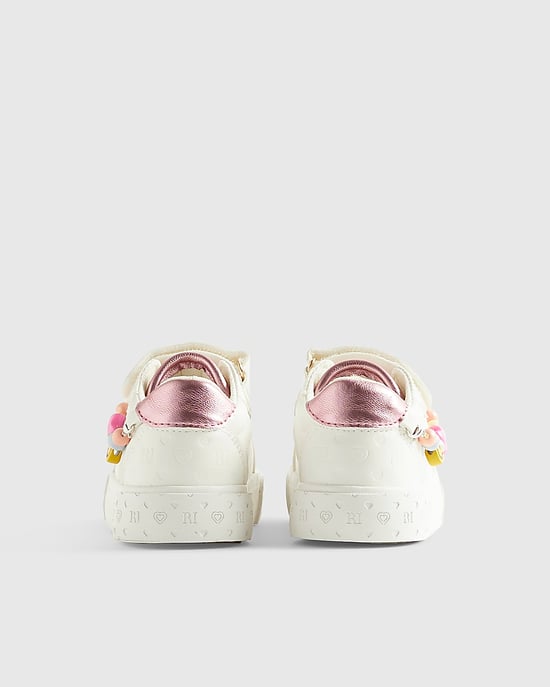 River Island Mini Girls Trainers White Charm Round Toe - Image 3