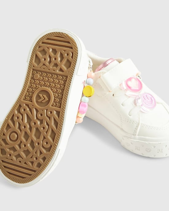 River Island Mini Girls Trainers White Charm Round Toe - Image 4