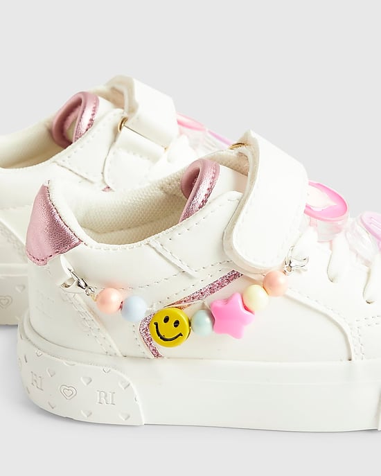 River Island Mini Girls Trainers White Charm Round Toe - Image 5