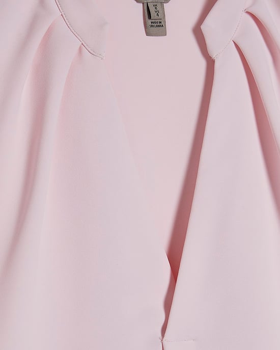 River Island Womens T-Shirt Pink Crepe Notch Neck Short Sleeve - Image 5