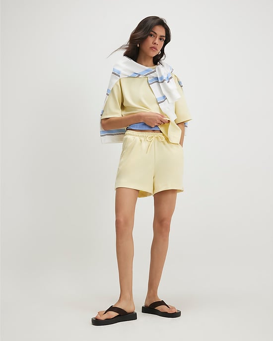 River Island Womens T-Shirt Yellow Premium Short Sleeve Boxy - Image 2
