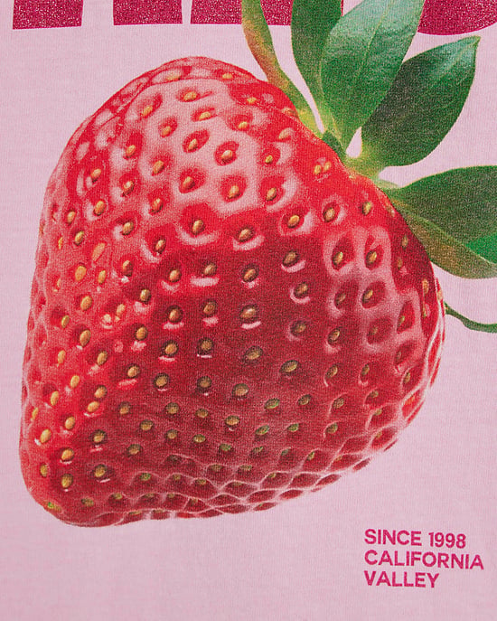River Island Girls T-Shirt Pink Glitter Fresha Strawberry - Image 4