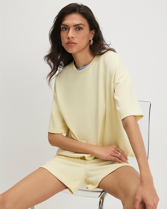 River Island Womens T-Shirt Yellow Premium Short Sleeve Boxy - Image 4