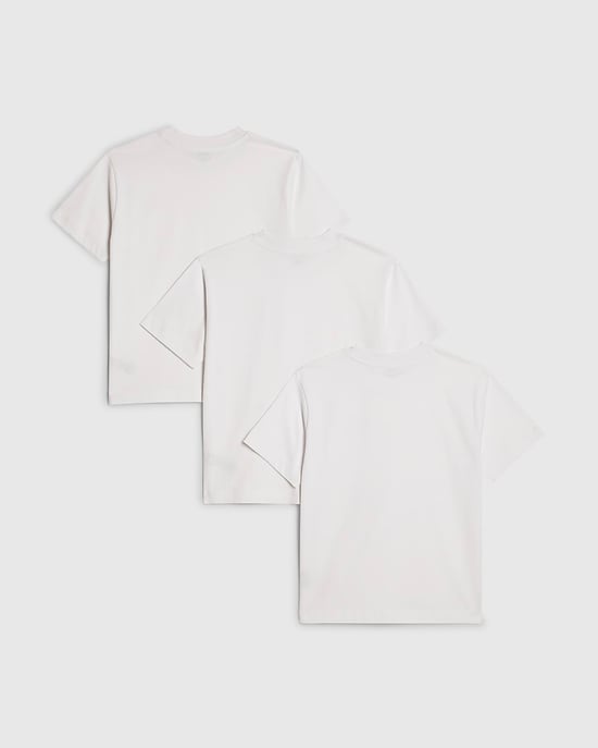 River Island Boys T-Shirt White RR 3 Pack Crew Neck - Image 4