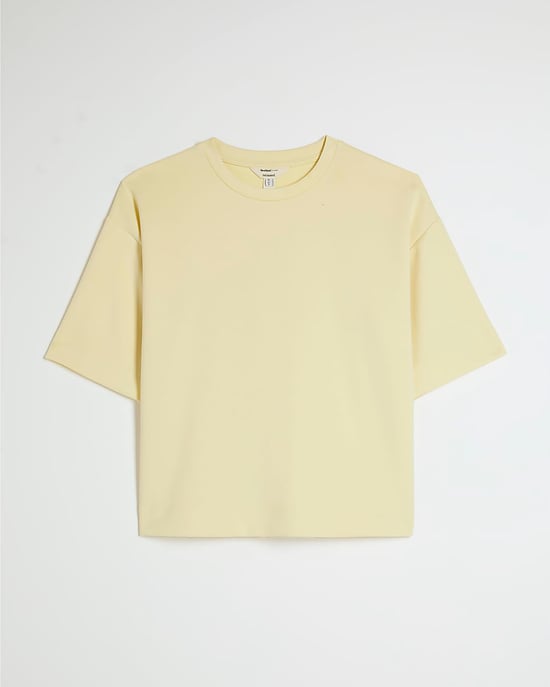River Island Womens T-Shirt Yellow Premium Short Sleeve Boxy - Image 6