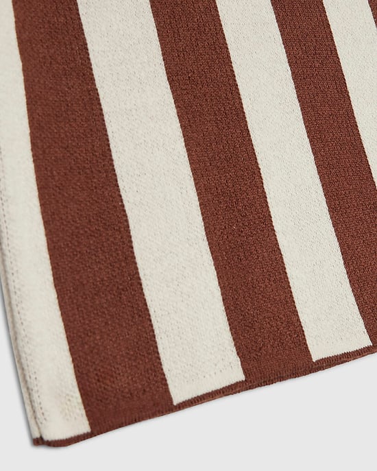 River Island Mini Boys T-Shirt Brown Stripe Football Crew Neck - Image 3